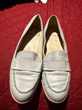 Life Stride Light Gray Suede Penny Loafers